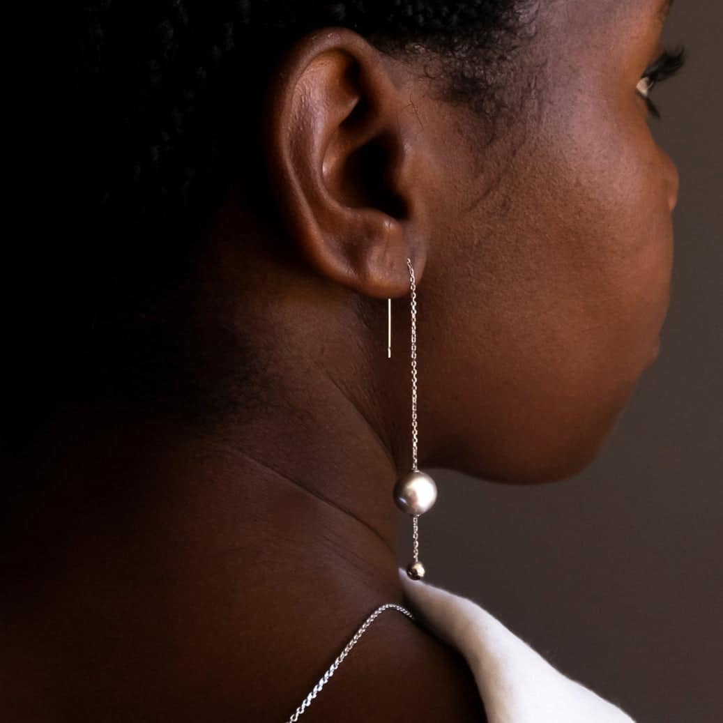 Grey freshwater clearance pearl earrings